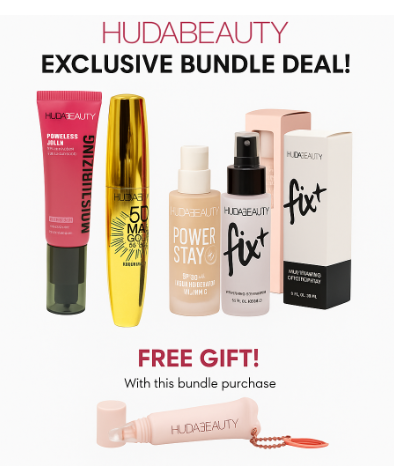 HUDA BEAUTY Makeup Bundle Deal – Limited Offer (Free Lip Balm Included)