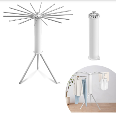 Foldable 360° Rotating Clothes Drying Stand | Aluminum Tripod Laundry Rack