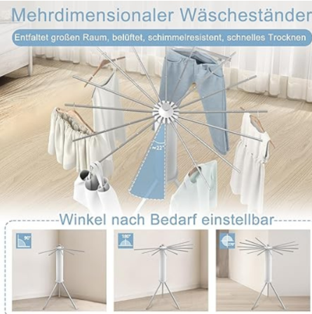 Foldable 360° Rotating Clothes Drying Stand | Aluminum Tripod Laundry Rack